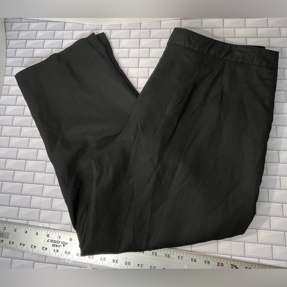 Carole Little VTG Pants Womens 14 Cropped Wide Leg Linen Beachy Coastal Resort - Picture 9 of 12